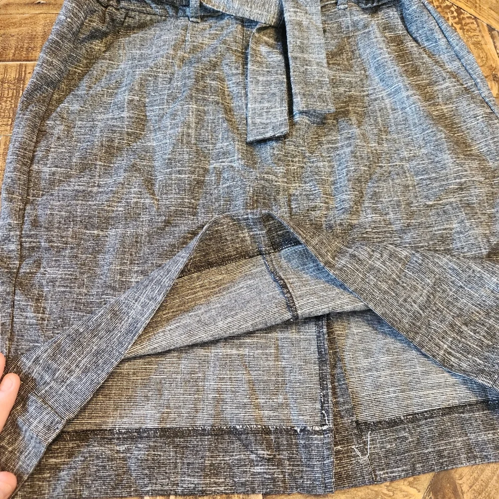 LOFT Outlet Grey Pencil Midi Skirt With Tie Bow Size 2 Pockets Unlined